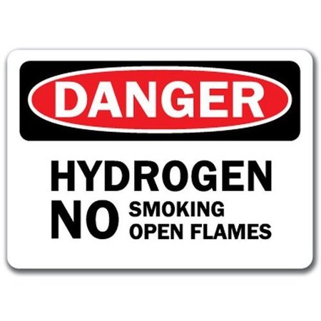 SIGNMISSION Danger-Hydrogen No Smoking No Open Flames-10in x 14in OSHA, DS-Hydrogen No Smoking No Open Flames DS-Hydrogen No Smoking No Open Flames